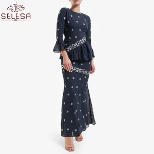 Most Beautiful Quality Fashion Plus Size Baju Kurung Top Malaysia Ekologiskt Bomullstyg Muslim Dress