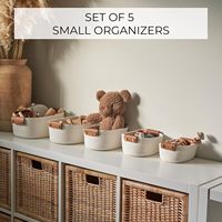 Conjunto de 5 Cestos de Armazenamento de Algodão Resistente para Prateleiras, Perfeitos para Organização Doméstica, Cestos de Armazenamento de Qualidade