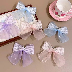 Pinzas para el cabello para niñas, pinzas con lazo de encaje de princesa y diamantes de imitación, pinzas con corona para niñas, accesorios para el cabello - Product Image 2