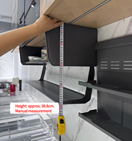ELLECASA Série Elba : Armoire murale capsule spatiale avec panier coulissant, étagère de rangement de cuisine avec comptoir escamotable