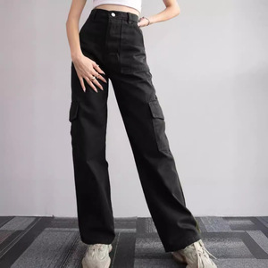 Pantalon Décontracté Taille Mi-Haute <span class=keywords><strong>Femme</strong></span> avec Poches à Rabat Stéréo, Pantalon <span class=keywords><strong>de</strong></span> Travail Longue Taille Polyvalent pour le Commerce International - Product Image 3