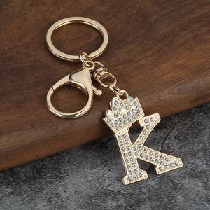 Nouveau porte-clés en strass 26 lettres pour femme, cadeau, breloque en métal ornée de strass, couronne en cristal, or, pour sac, clés de voiture, accessoires DIY - Product Image 2