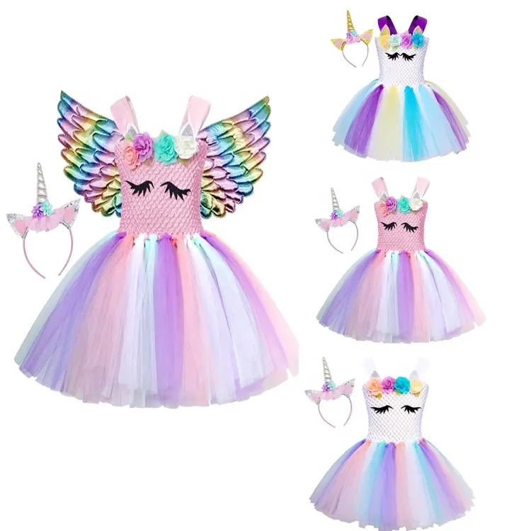 Ropa de Halloween para niños, disfraz de princesa, unicornio, tutú con diadema, película de Tv