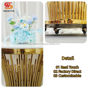 โต๊ะรับประทานอาหารทรงกลมทำจากสเตนเลสโต๊ะปาร์ตี้สีทองดีไซน์หรูหราเรียบเนียนโต๊ะแต่งงานสำหรับอีเวนท์เฟอร์นิเจอร์ - Product Image 2