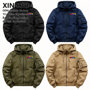 เสื้อแจ็คเก็ตบอมเบอร์ผู้ชายแบบยาวทรงหลวมสำหรับฤดูหนาว  พร้อมโลโก้สั่งทำพิเศษ กันน้ำ มีฮู้ด สไตล์นักบิน สตรีทแวร์ กันลม แนววาร์ซิตี้ เทคแวร์ - Product Image 4