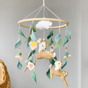 Tre piccoli cervi sika animali baby shower regalo per la futura madre giocattoli di peluche montessori culla per bambini nurural hanging mobile - Product Image 3