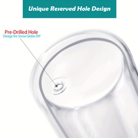 Verre Tumbler de 16 oz à Double Paroi Pré-Perforé pour Sublimation, avec Couvercle en Bambou et Paille, Effet Boule à Neige, Stock USA