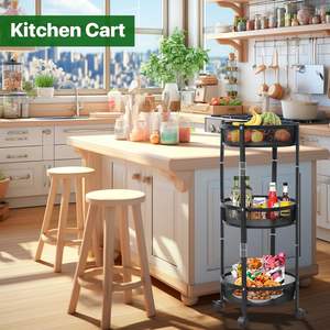 Chariot utilitaire roulant à 3 niveaux Chariot de rangement pliable en métal avec roues verrouillables Chariot organisateur de service polyvalent - Product Image 5