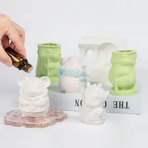 Stampo per candele animali 3D simpatico stampo per candele fai da te per uso alimentare forme di candele zodiacali cinesi Molde De Silicone per sapone, argilla, cottura di torte