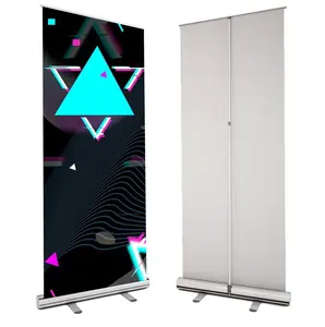 Aluminum Silver 80x200cm Portable Roll Up Banner For Trade Show Advertising Pull Up Banner Stand