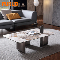 Ensemble de tables basses gigognes minimalistes modernes et simples avec plateau en marbre et base en acier inoxydable pour le salon