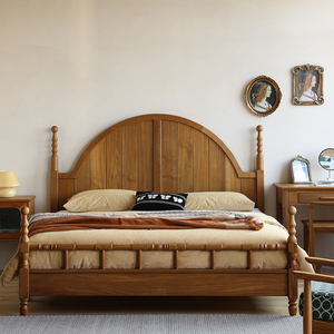 <span class=keywords><strong>Cama</strong></span> grande de madera maciza Retro francesa, <span class=keywords><strong>cama</strong></span> individual de 1,5 m para dormitorio principal/segundo dormitorio, <span class=keywords><strong>cama</strong></span> doble de mediados de siglo de 1,8 m para uso doméstico - Product Image 3