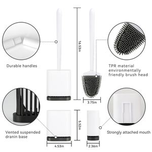 Flexible Toilet Bowl Brush Head for Bathroom Toilet Brush and Holder <b>Set</b> with Silicone Toilet Cleaning Brushes - Product Image 2