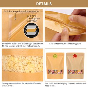 Sacs en papier kraft personnalisables, recyclables et écologiques pour l'emballage de pizzas, lait, sushis, thé, avec fermeture éclair autoportante et scellée par flexographie - Product Image 4