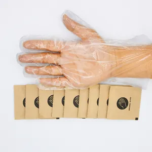 Sarung tangan plastik politene Kraft PE bening kemasan kertas pembungkus individual dapur tahan air makanan sekali pakai rumah tangga PE