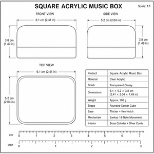 Caja <span class=keywords><strong>de</strong></span> Música <span class=keywords><strong>de</strong></span> Acrílico Transparente con Movimiento Sankyo, en Oro, Cobre, <span class=keywords><strong>Plata</strong></span>, Bronce Antiguo, <span class=keywords><strong>de</strong></span> Cuerda, <span class=keywords><strong>para</strong></span> Navidad, San Valentín, con Grabado Personalizado, Mini Regalo - Product Image 2