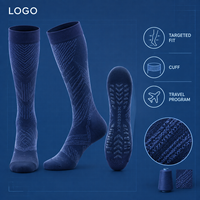 Chaussettes de compression sportives en polyester recyclé et élasthanne, jacquard tonal, avec soutien gradué du mollet, personnalisables OEM/ODM