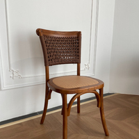 Nouvelle Chaise Nordique Rétro Minimaliste 2026, Fauteuil en Rotin Fait Main, Chaise de Salle à Manger en Bois Massif, Chaise de Loisirs en Rotin Tressé et Saule