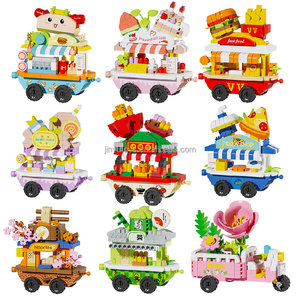 Bloques de Construcción de <span class=keywords><strong>la</strong></span> Escena Urbana: Tienda de Té, Camión de Flores, Escena Callejera, Juguetes de Ensamblaje, <span class=keywords><strong>Ladrillos</strong></span>, Sets de Bloques de Construcción, Juguetes Educativos para Niños - Product Image 1