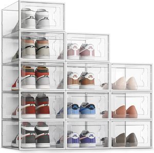 Caja de zapatos de acrílico de plástico transparente Puerta magnética apilable Zapatillas de deporte de alta calidad Caja de plástico plegable - Product Image 1