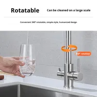 Robinet de cuisine 3 voies pour eau filtrée, mitigeur moderne en acier inoxydable SS304 avec double poignée, personnalisation OEM