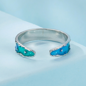 925 Sterling-Silber Regenbogen <span class=keywords><strong>Aurora</strong></span> Sternring Der kleine Prinz und die Fox Öffnungsringe für Damen bunte stapelbare Party-Anillo SCR1021 - Product Image 4