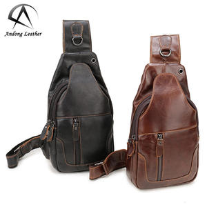 Bolso de Hombro y Pecho para Hombre, de Cuero Vacuno Genuino, Estilo Urbano, Casual, Multifuncional, Bandolera, para Viajes - Product Image 1