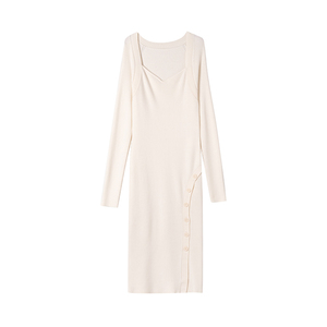 Vestido de lana merina pura para mujer, Vestido de punto de gama alta, ocio dividido, nuevo diseño de moda, Otoño e Invierno - Product Image 1