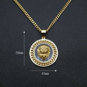 Yunnique – collier avec pendentif tête de Lion Hip Hop, chaîne en acier inoxydable plaqué or, bijoux à la mode unisexes - Product Image 4