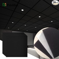 Dalles de plafond acoustiques noires en laine minérale 600x600 insonorisées et ignifuges pour cinéma, home cinéma, anti-écho et anti-bruit