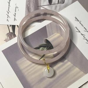 Brazalete de Imitación de Jade con Degradado de Color Estilo Chino, Diseño Simple, Amuleto Ruyi, Brazalete de Calcedonia Esmaltada para Mujer - Product Image 4