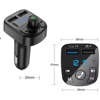Kit émetteur FM Ilepo pour voiture avec double ports USB Type-C, appels mains libres et couverture FM 87,5-108 MHz - Modèle voiture-319