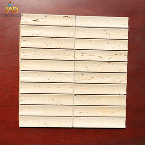 Mosaïque de carreaux de marbre cannelé en travertin beige, mosaïque 3D en travertin pour la décoration murale personnalisée - Product Image 1