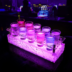 Glowing <b>Rainbow</b> Cocktail Holder Frosted Ice Style Shot Glass Set For Bar Party 10pcs - Product Image 2
