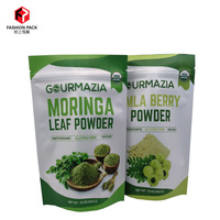 Sac de poudre à feuilles de MORINGA, 12OZ, 340G, finition mate, pour impression numérique, avec pochette pour debout