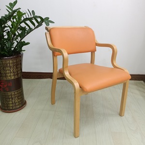Silla Tapizada de Madera Maciza con Asiento y Respaldo de Cuero para Personas Mayores, para Sala de Estar o Comedor - Product Image 2