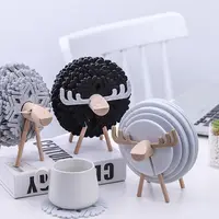 Posavasos de fieltro resistente al calor con forma de oveja y ciervo, posavasos para decoración de mesa, nuevo diseño