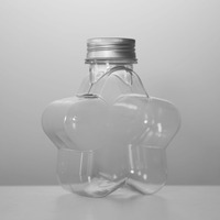 Bouteille de boisson en plastique en forme d'étoile mignonne avec logo personnalisé, 350 ml, 500 ml, avec bouchon à vis en aluminium, pour jus, thé au lait, soda, boisson
