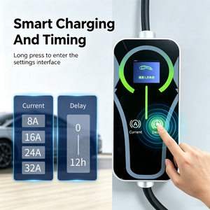 Nouvelle station de recharge portable pour véhicules électriques 7 kW, interface TYPE 2, 100-220 V, longueur de câble personnalisable 3 m/5 m/10 m, prise CEE EU (Schuko) bleue - Product Image 3