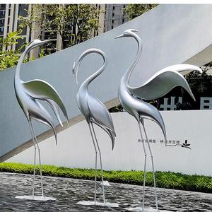 Hochwertige Tiermetalestatue Edelstahl-Kran-Skulptur für Outdoor-Dekoration - Product Image 1