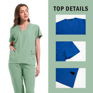 Uniformes médicaux <span class=keywords><strong>de</strong></span> haute qualité hommes Spandex Scrubs Set <span class=keywords><strong>Prix</strong></span> usine Logo personnalisé soutien pyjamas d'allaitement vêtements <span class=keywords><strong>de</strong></span> travail d'esthéticienne - Product Image 6