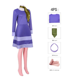 Disfraz de Daphne para Mujer, Vestido de Cosplay de Película y Televisión, Color Morado con Bufanda, Atuendo de Halloween - Product Image 3
