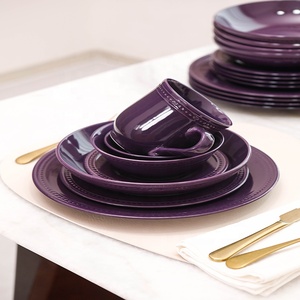 Certified <b>Safe</b> Family Dining Set of Embossed Colored Ceramic Tableware Includes Bowl and Oval Platter Stone <b>Tool</b> Tableware Set - Product Image 5