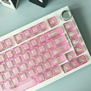 คีย์แคป PBT สีชมพูเชอร์รี่ 136 คีย์ ขนาดมาตรฐาน ใช้ได้กับคีย์บอร์ดทั่วไป โปร่งใสสี่ด้าน คีย์แคปคีย์บอร์ดแบบกำหนดเอง รูปแบบภาษาอังกฤษ - Product Image 2