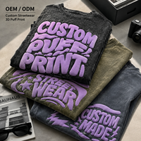 Fabricant de t-shirts personnalisés avec impression 3D en relief, t-shirt uni coupe ample pour homme, oversize, délavé à l'acide, 100% coton, épaules tombantes, vente en gros