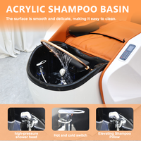 Fauteuil de lavage de cheveux électrique professionnel inclinable, chaise de shampoing multifonctionnelle avec thérapie à la vapeur, mobilier de salon de coiffure