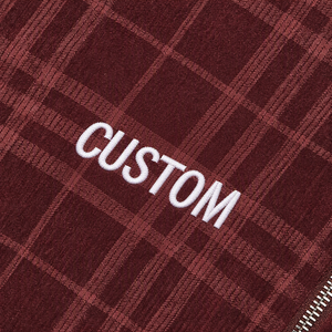 OEM Custom Embroidery Logo <strong>Mens</strong> <strong>Burgundy</strong> Corduroy Streetwear Heavyweight Hooded Pullover Cropped Oversized Plaid Zip up <strong>Hoodie</strong> - Product Image 4
