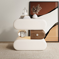 Table de chevet en bois massif simple et durable avec rangement, style crème, prix abordable, pour chambre à coucher, maison et appartement