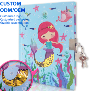 Agenda <span class=keywords><strong>secret</strong></span> personnalisé pour enfants et filles, lot <span class=keywords><strong>de</strong></span> 160 pages, journal en sirène avec serrure et clé à vendre - Product Image 2