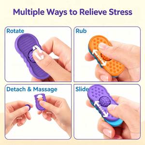 Sensory Stress Stones Fidget <b>Toy</b> Silicone Multi-Texture Slider <b>Anxiety</b> Relief Calming ADHD Autism Kids <b>Adults</b> 4 Pack Wholesale - Product Image 4